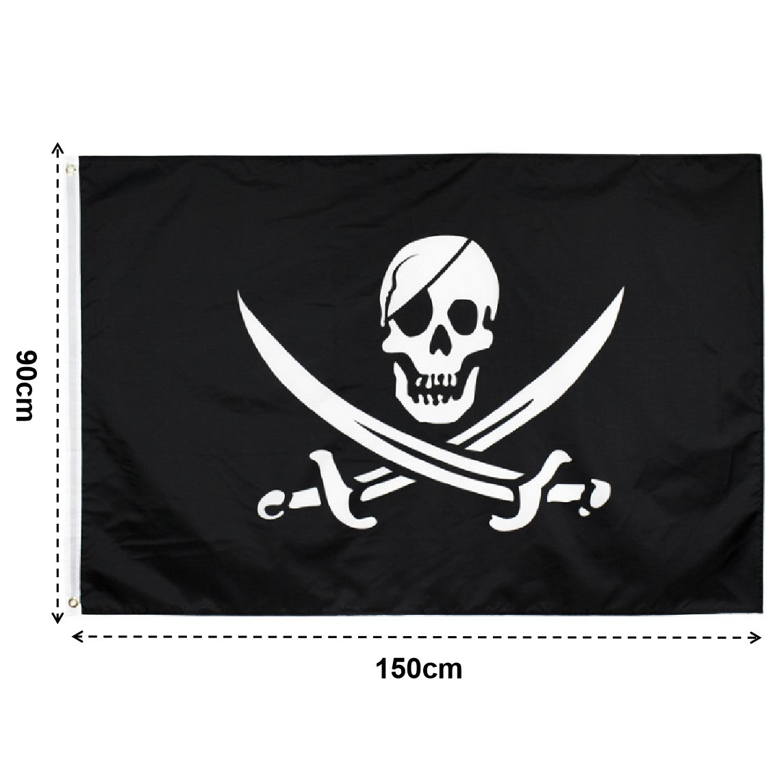 Pirate Flag Black Jolly Roger Jack Rackham Flag 150cm x 90cm – Referdeal