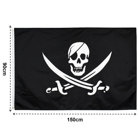 Pirate Flag Black Jolly Roger Jack Rackham Flag 150cm x 90cm