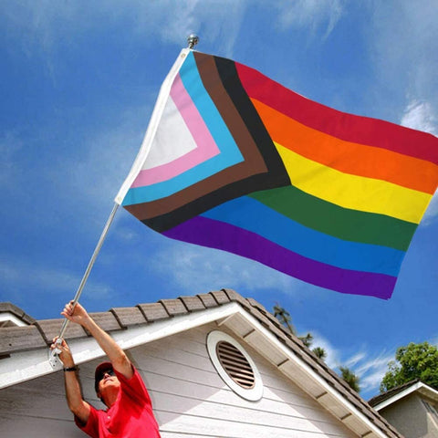 Progress Pride Rainbow Flag 150cm x 90cm LGBTQ Gay Pride Flags
