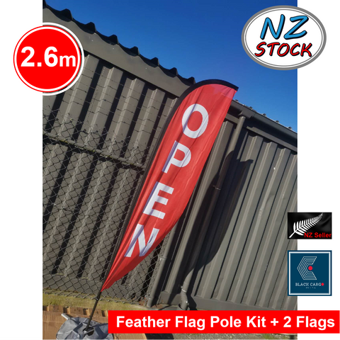 Footpath Sign Sale & Open Feather Flag Kits Signage 2.6 m with 2 flags