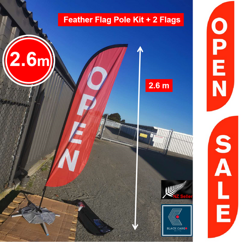 Footpath Sign Sale & Open Feather Flag Kits Signage 2.6 m with 2 flags