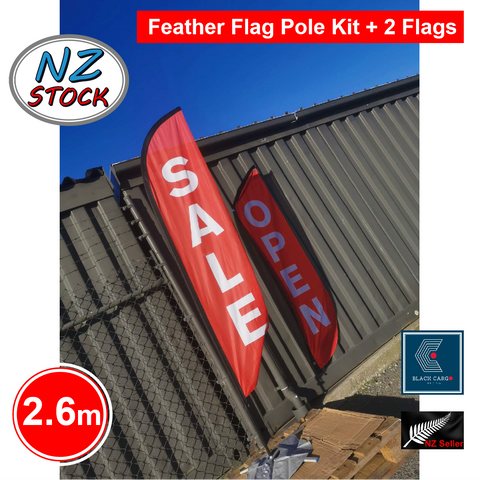 Footpath Sign Sale & Open Feather Flag Kits Signage 2.6 m with 2 flags