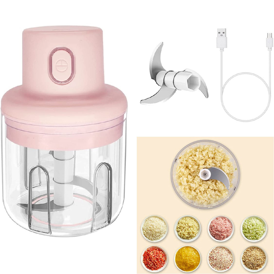 Chopper Portable Rechargeable USB Electric Mini Vegetable Chopper Portable Food Process ...