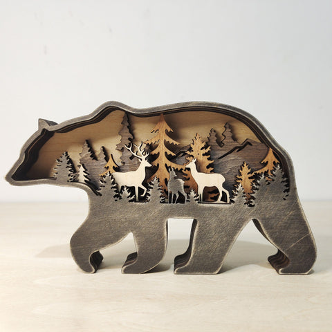 Brown Bear Wood Forest Animal Rustic Wall Art Decor Forest Animal Figurines