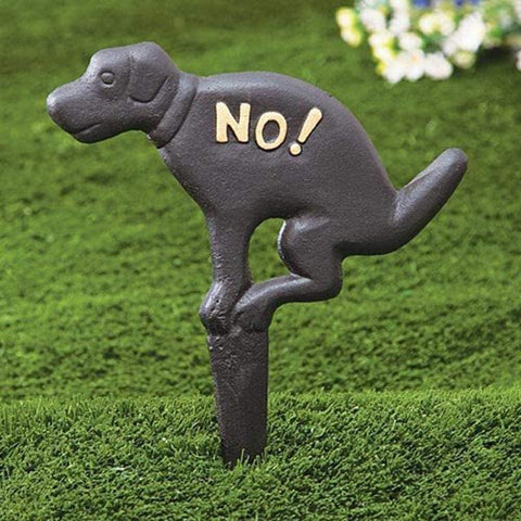 Cast Iron No Dog Poop Yard Sign Keep Dog Off The Grass Garden Decoration