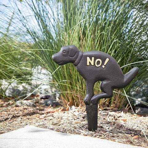 Cast Iron No Dog Poop Yard Sign Keep Dog Off The Grass Garden Decoration