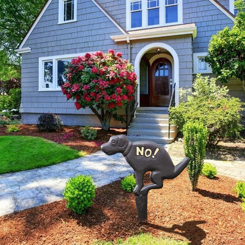 Cast Iron No Dog Poop Yard Sign Keep Dog Off The Grass Garden Decoration