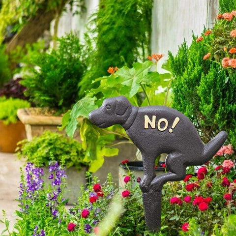 Cast Iron No Dog Poop Yard Sign Keep Dog Off The Grass Garden Decoration