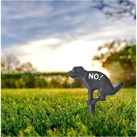 Cast Iron No Dog Poop Yard Sign Keep Dog Off The Grass Garden Decoration