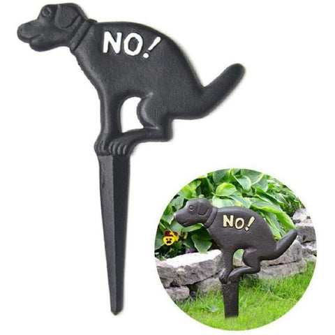 Cast Iron No Dog Poop Yard Sign Keep Dog Off The Grass Garden Decoration