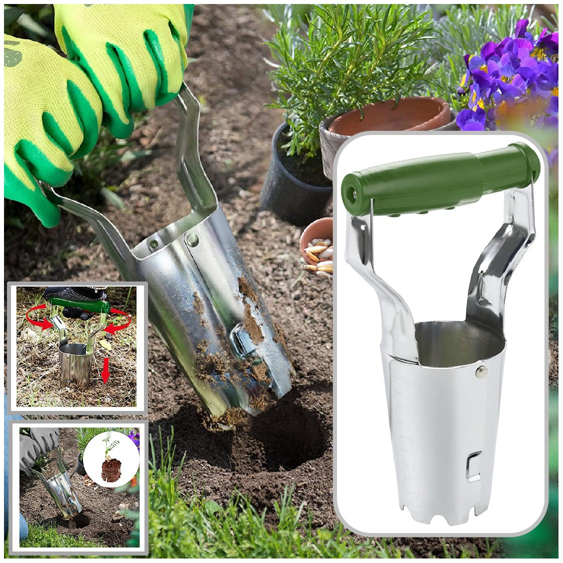 HeavyDuty Garden Bulb Planter Tools Dibble Tool for Seed Planting Flow ...