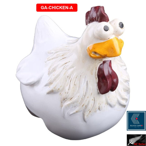 Funny Farm Chicken Sitting on Fence Funny Outdoor Decor Garden Resin Statue