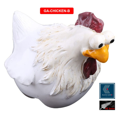 Funny Farm Chicken Sitting on Fence Funny Outdoor Decor Garden Resin Statue