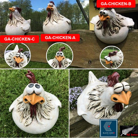 Naughty Farm Chicken Hanging Garden Statue Resin Craft Fence Decorations