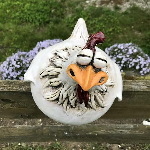 Naughty Farm Chicken Hanging Garden Statue Resin Craft Fence Decorations