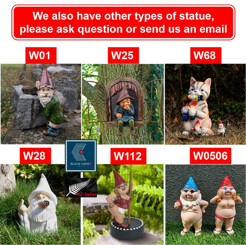 Outdoor Garden Ornament Decorations Resin white Naughty Wizard Gnome Statue