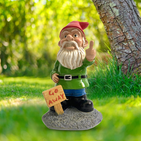 Go away Garden Gnome Outdoor Statue Naughty Gnome Ornament