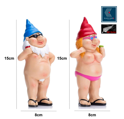 Garden Outdoor Ornament Decorations 2Pcs Naked & Peeing Garden Gnome Statues
