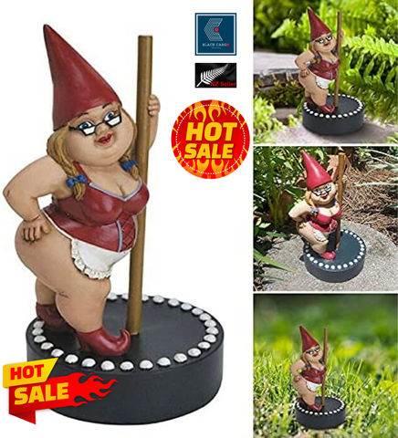 Garden Outdoor Ornament Decorations Resin Pole Dancing Gnome Statue
