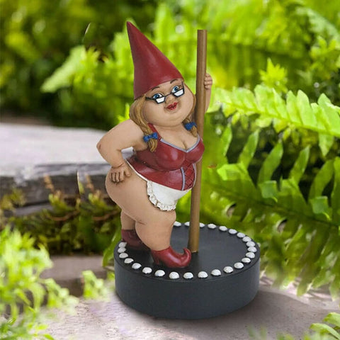 Garden Outdoor Ornament Decorations Resin Pole Dancing Gnome Statue