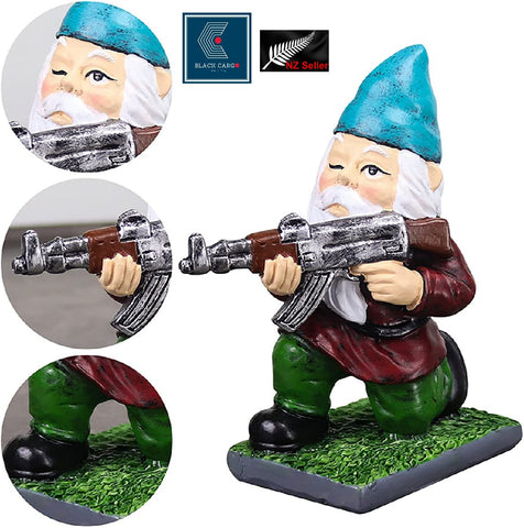 Outdoor Garden Ornament Decorations Resin Gnomes with AK47 Gnomes Ornament