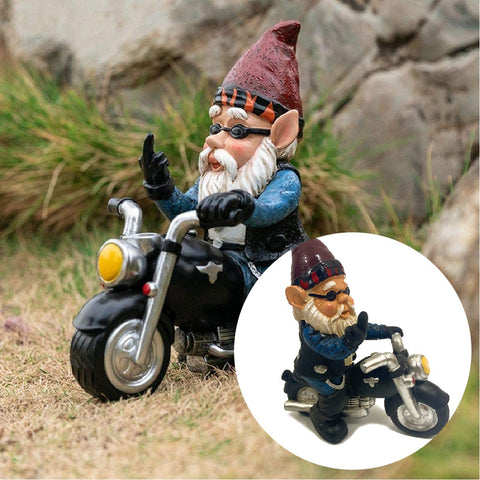 Garden Outdoor Ornament Decorations Resin Gnomes with Motorcycle Statue ornament