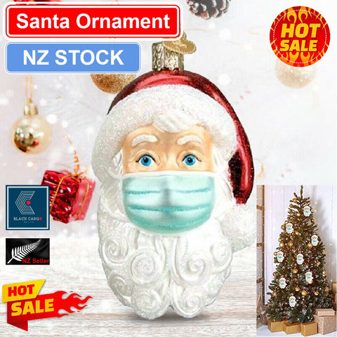 Santa With Face Mask Garden Gnome Garden Statue ornaments Tree hanging decor