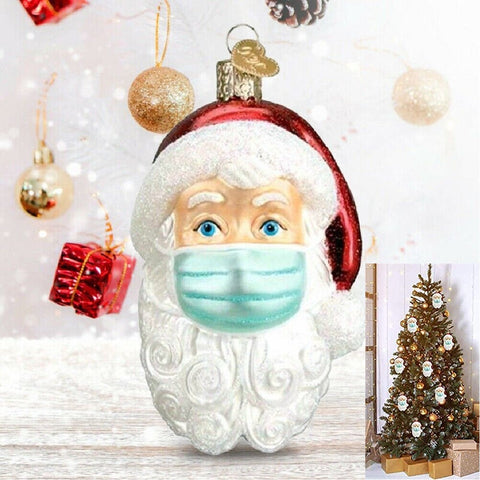 Santa With Face Mask Garden Gnome Garden Statue ornaments Tree hanging decor