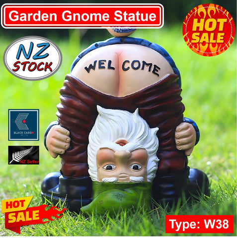 Garden Outdoor Ornament Decorations Large Naughty Gnome Bird Welcome Statue