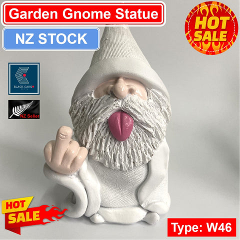 Garden Outdoor Ornament Decorations Resin white Naughty Wizard Gnome Statue