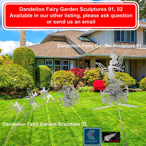 Fairy Dancing with Dandelion flower Metal Garden Sculptures Outdoor Decorations