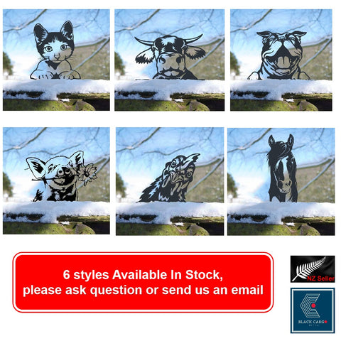 Naughty Peeping Black Metal Dog Garden Decorations Statues Outdoor Fence Decor
