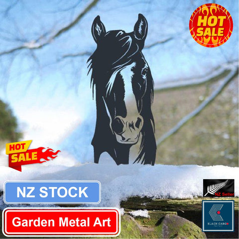 Naughty Peeping Black Metal Horse Garden Decorations Statues Outdoor Fence Decor