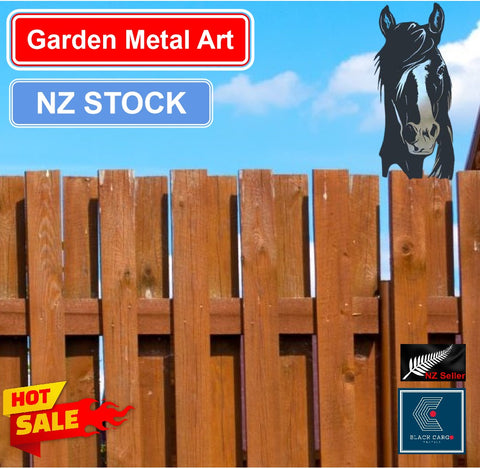 Naughty Peeping Black Metal Horse Garden Decorations Statues Outdoor Fence Decor