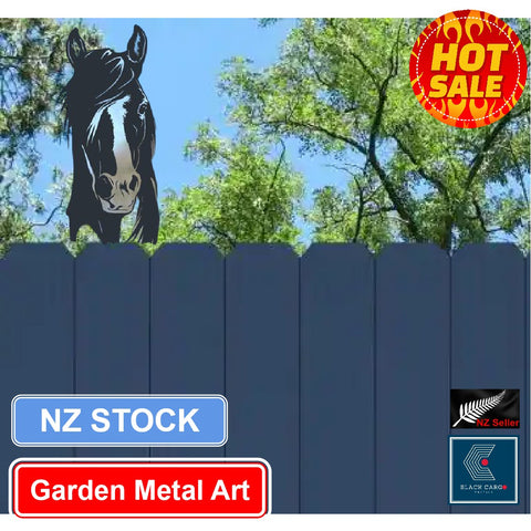 Naughty Peeping Black Metal Horse Garden Decorations Statues Outdoor Fence Decor