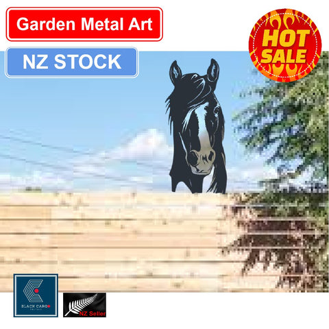 Naughty Peeping Black Metal Horse Garden Decorations Statues Outdoor Fence Decor