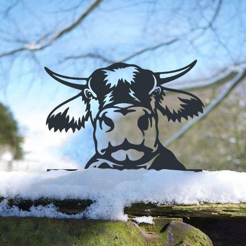 Adorable Black Metal Cow Garden Statues Outdoor Decorations Ornaments