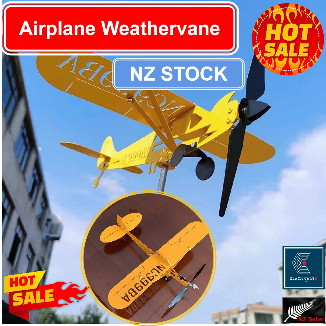 Airplane Weathervane Garden Decoration Sculpture Outdoor Ornaments - Referdeal