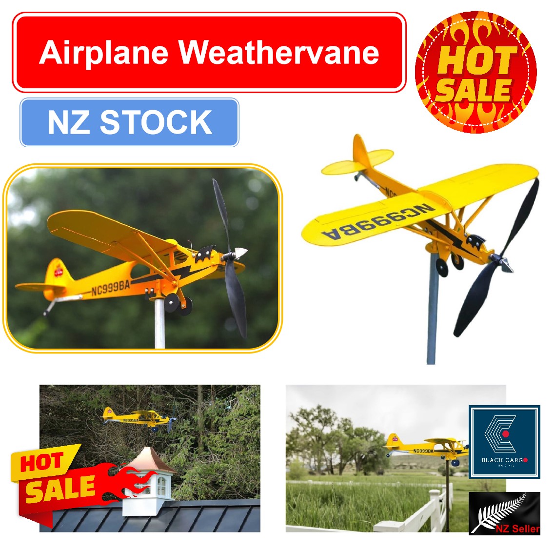 Airplane Weathervane Garden Decoration Sculpture Outdoor Ornaments - Referdeal