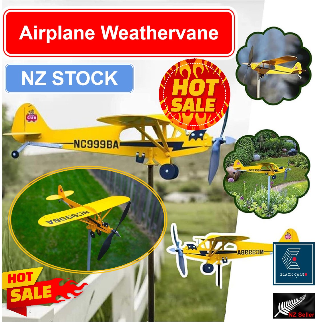 Airplane Weathervane Garden Decoration Sculpture Outdoor Ornaments - Referdeal