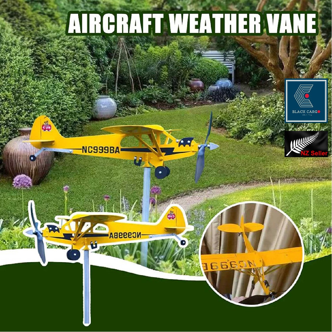 Airplane Weathervane Garden Decoration Sculpture Outdoor Ornaments - Referdeal