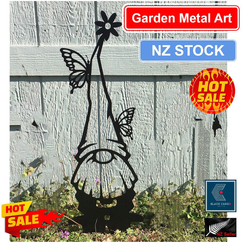 30cm Naughty Gnome Metal Sculpture Garden Outdoor Pathway Decorative Stake