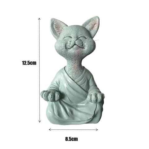 Meditation Yoga Buddha Cat Statue Gnome Ornament Outdoor Statue