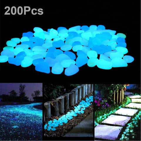 200PC Glow Stones Glow in The Dark Rocks Luminous Pebbles Outdoor Decorations