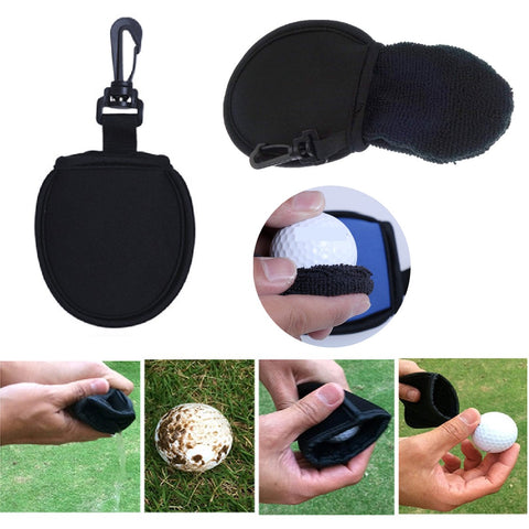 Ultimate Portable Black Golf Club Golf Ball Cleaner Washer Pouch