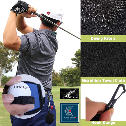 Ultimate Portable Black Golf Club Golf Ball Cleaner Washer Pouch