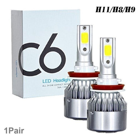 H8 / H11 / H9 LED Headlight Bulb Pair - C6 Max