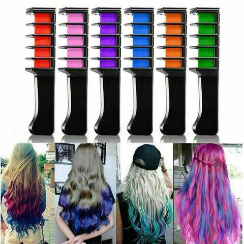 6 Color Hair Chalk for Girls Makeup Kit Hair Chalk Comb Washable Hair Color Dye