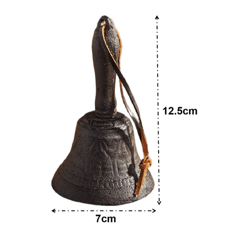 Cast Iron Hand Bell with Leather Rope Retro Vintage Bell Reception Desk Bell