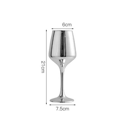 Glass Vase Wine Goblet Shape Table Flower Pot Ornament Home Decor - Silver